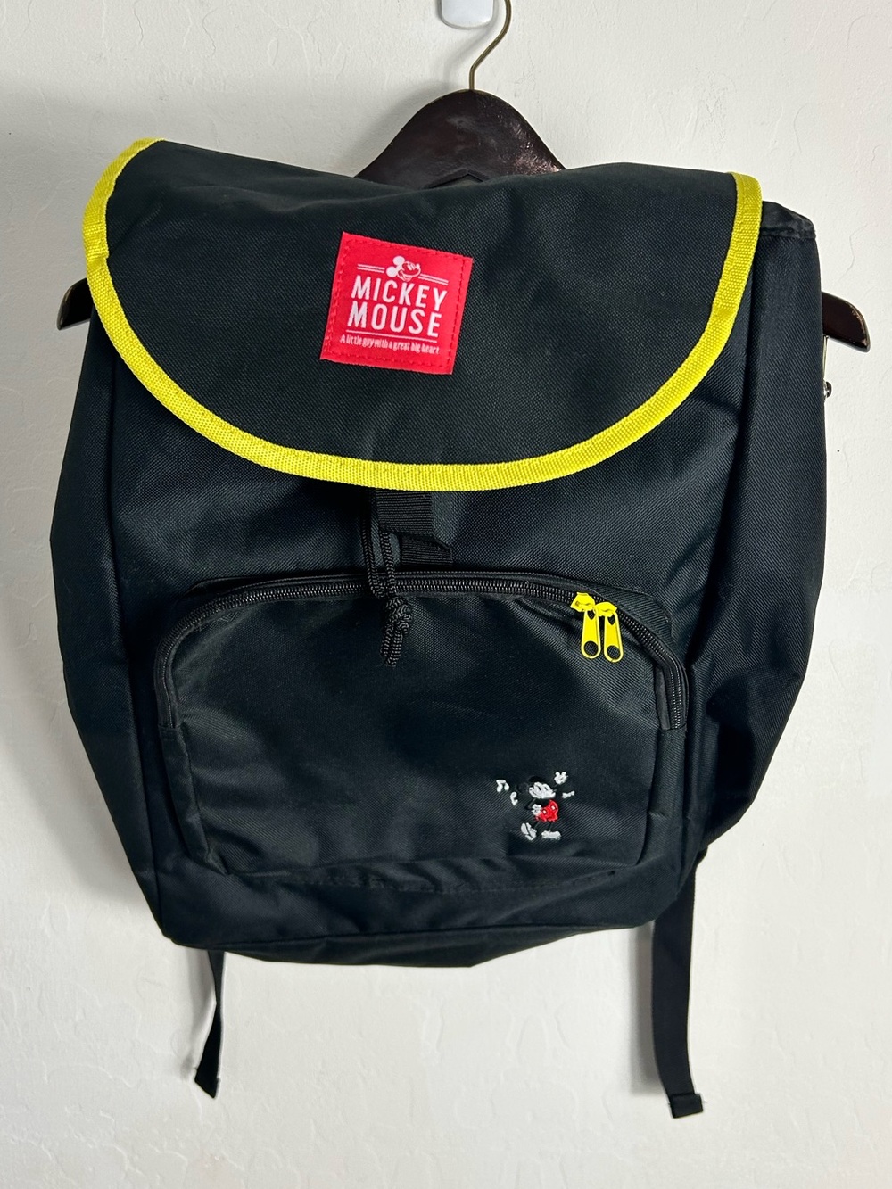 Disney Black Backpack with Yellow Trim - Mickey Mouse Patch